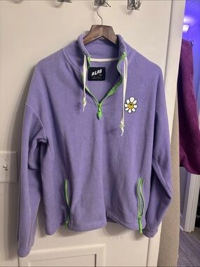 ALAB Lavender Half-Zip Fleece Pullover with Daisy Accent